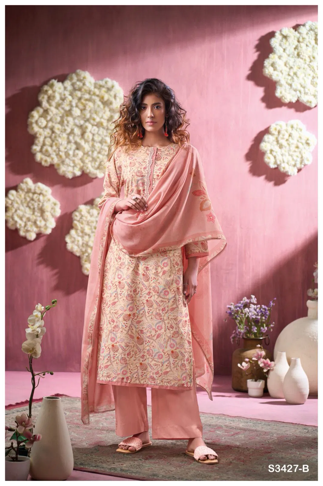 Ifrah 3427 by Ganga Cotton Printed Embroidered Salwar Suit Orders In India